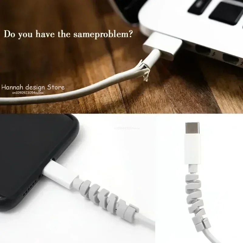حامي كابل شحن حلزوني مرن، منظم سلك سلكي، شاحن أنبوبي من السيليكون لهواتف iPhone iPad MacBook USB المحمولة