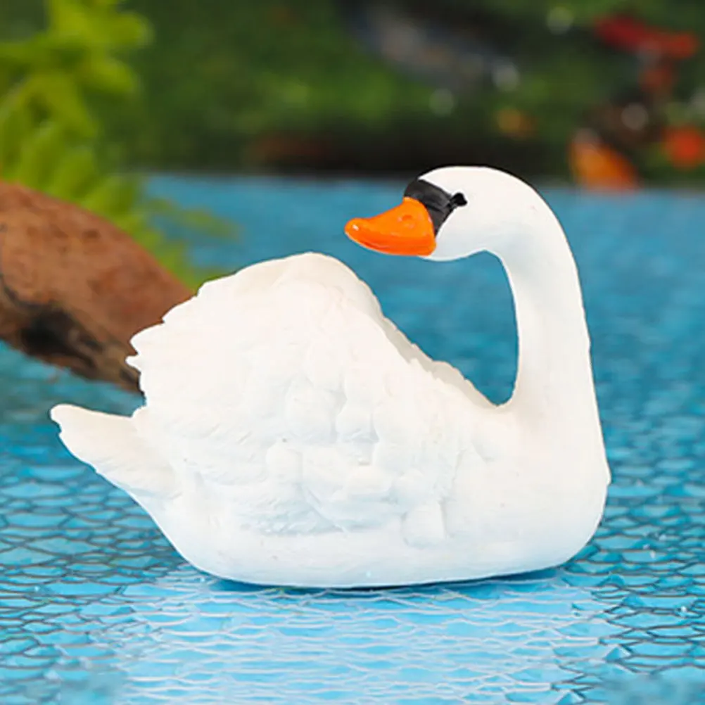 4Pcs Delicate Swan Decor Resin Material Mini Garden Statue Lovely Desktop Ornament Compact Courtyard Swan Figure Home Decor