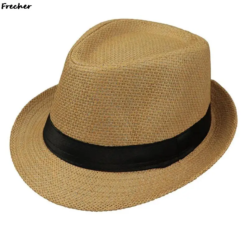 Children Beach Party Hat Straw Weave Panama Kids Summer Jazz Hats Wedding Party Costume Boys Flat Brim Fedora Chapeau Caps New