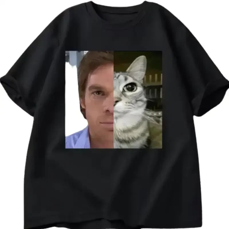 Dexter Morgan Cat T shirts Funny Cotton  O Neck Shirt