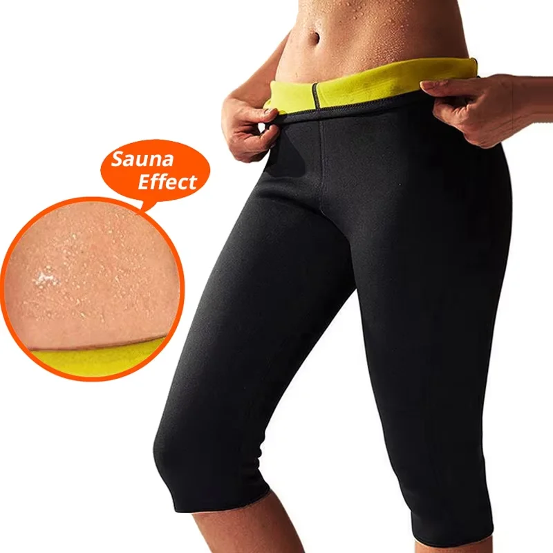 Sauna Weight Loss Sweat Pants Neoprene Slimming Workout Capri High Waist Trainer Leggings Hot Fat Burning Workout Fitness