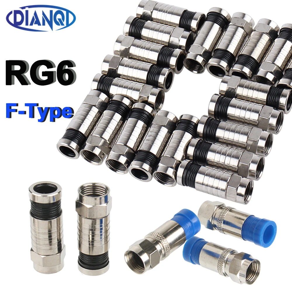 10pcs 20pcs RG6 Compression Connectors Waterproof Connection F Compression Connector Coax Cable Coaxial Compression Tool