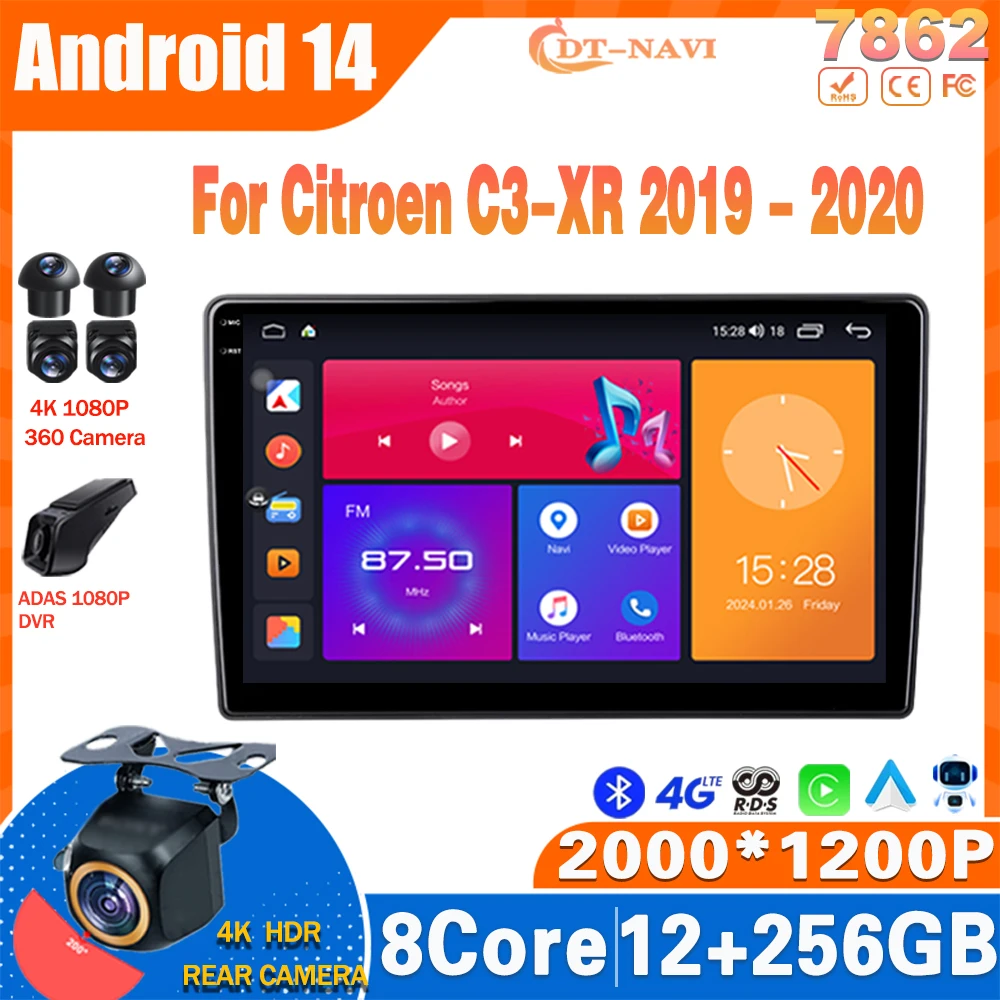 

Android 14 Car Radio For Citroen C3-XR 2019 - 2020 Multimidia Video Player Navigation GPS Carplay NO 2Din DVD Head Unit 4G WIFI