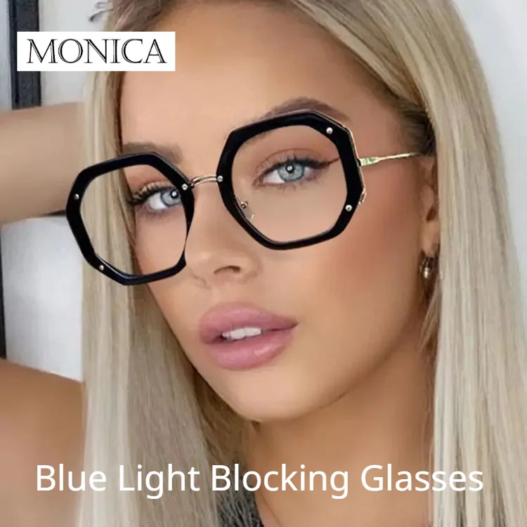 2024 Anti-blue Light Large Frame Glasses Women Vintage Eyeglasses Frame Computer Flat Glasses Can Be Matched with Myopia Glasses