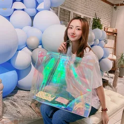 Laser Hologram Holographic Bag Easy Carry Sympony Shopping Big Volume Bag Gift Package Store Promotion