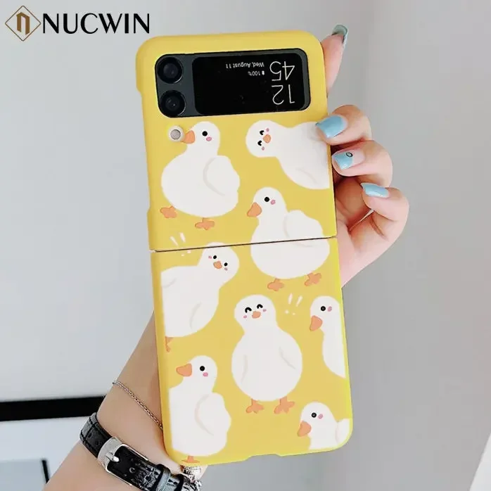 For Samsung Galaxy ZFlip 7FE Cute Cartoon Duck Smile Pet Case For Samsung Galaxy Z Flip 7 6 5 4 Ultra Thin Shockproof Soft Cover