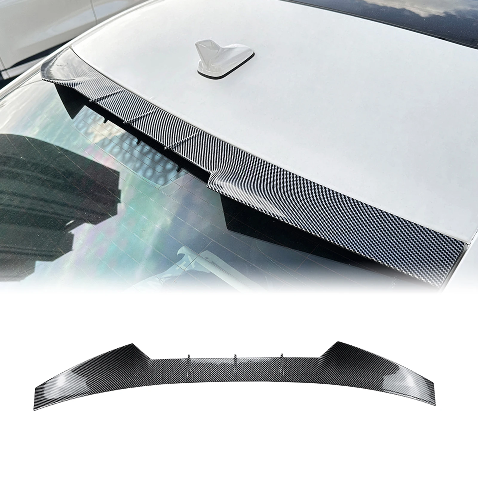 Rear Roof Spoiler Wing Lip For Audi A4 B9 Sedan 2017-2024 4-Door Carbon Fiber Look/Gloss Black Tail Trunk Window Upper Splitter 