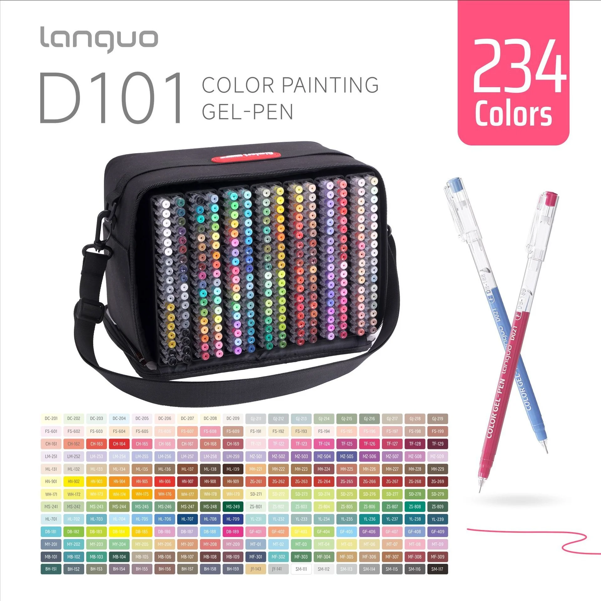 LanGuo 252pcs234color neutral multi-color accounting pen, colored gel pen, student writing, drawing, sketching marker stationery
