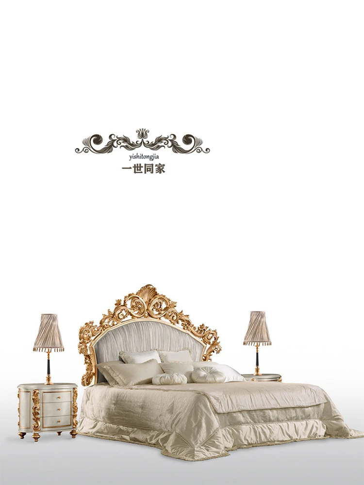 French light luxury European double bed French solid wood carved bed 1.8 meters cloth luxury wedding bed master bedroom