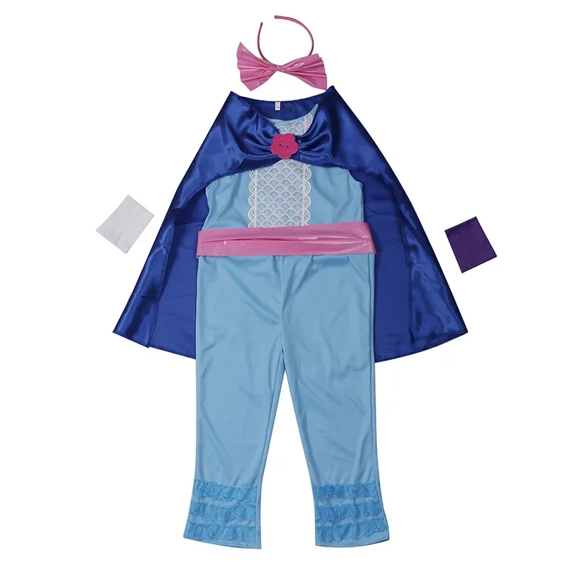 Kids Anime Toy Story Bo Peep Jumpsuit Suit Cosplay Costume Girl Cape Jumpsuit Headdress Halloween Costume