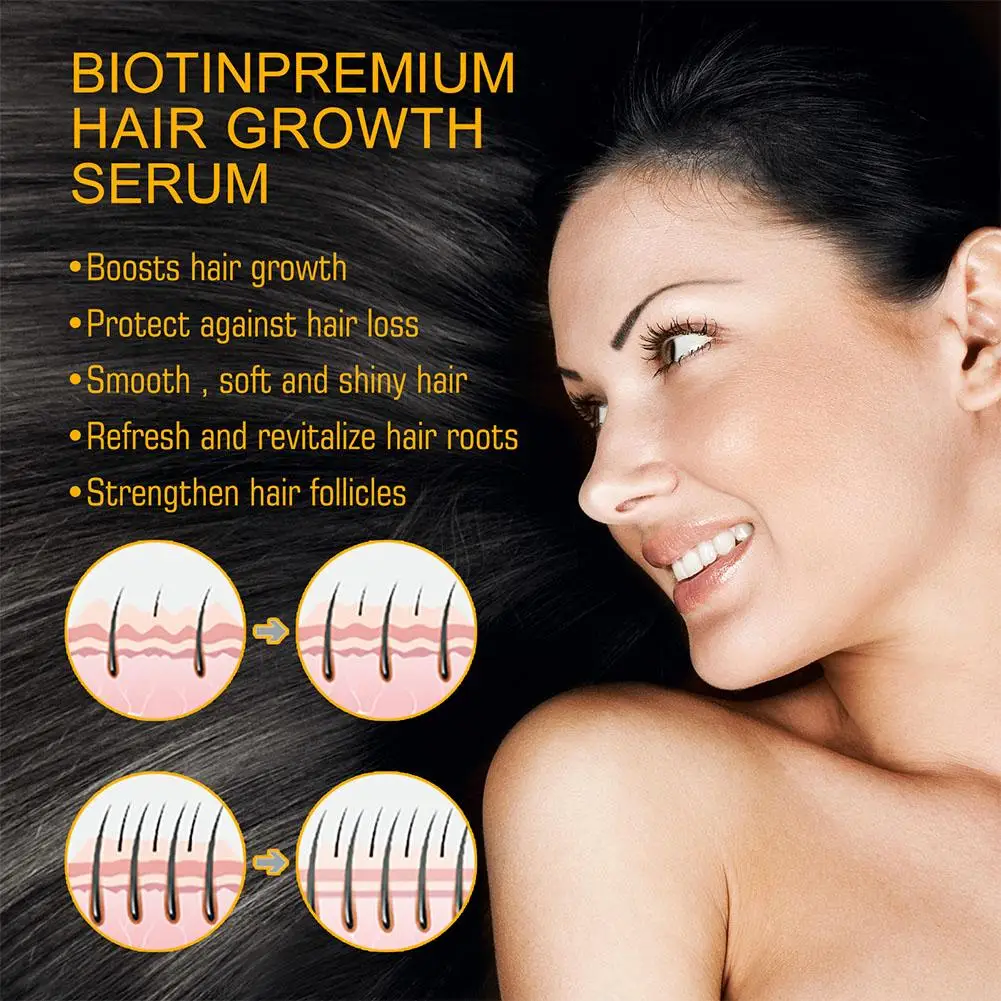 Biotin Serum Premium perawatan rambut, perawatan kulit kepala pelembut perawatan rambut minyak esensial Anti rambut rontok untuk pria wanita