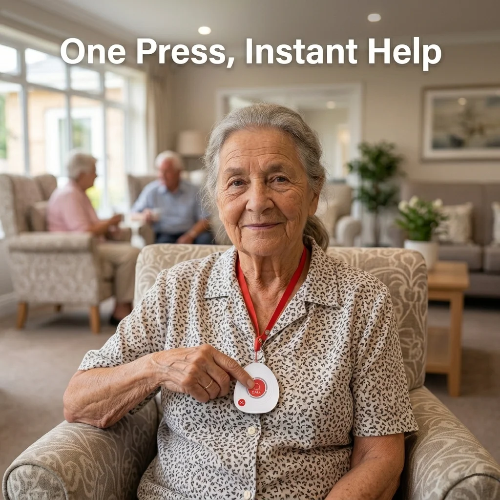 Elderly Care Pager System, Waterproof Watch Receiver & Call Button with Signal Booster for Hospital, Clinic, Nursing Home