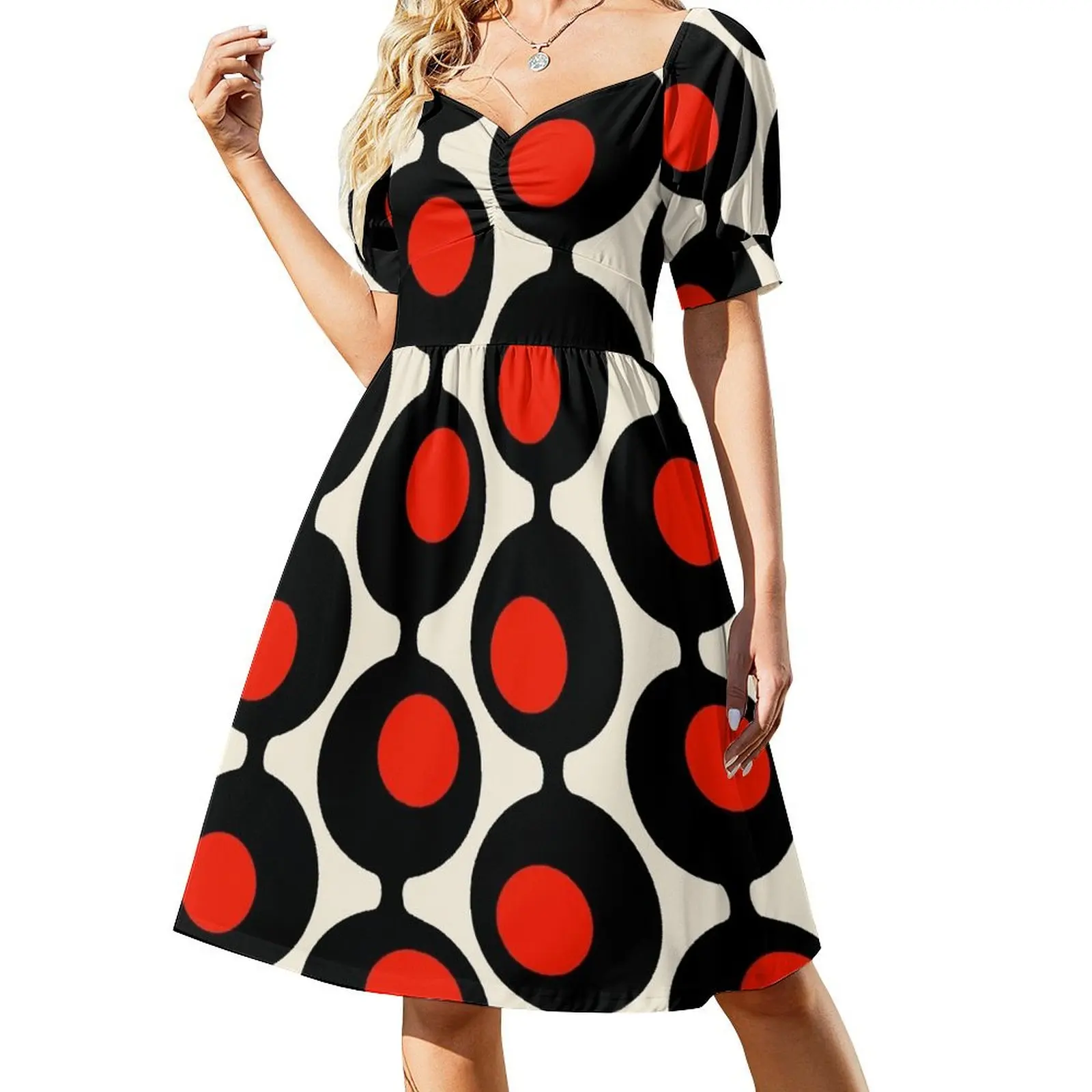 Atomic Age Circles Pattern Short Sleeved Dress Dress vintage beach dresses women's summer dress 2025