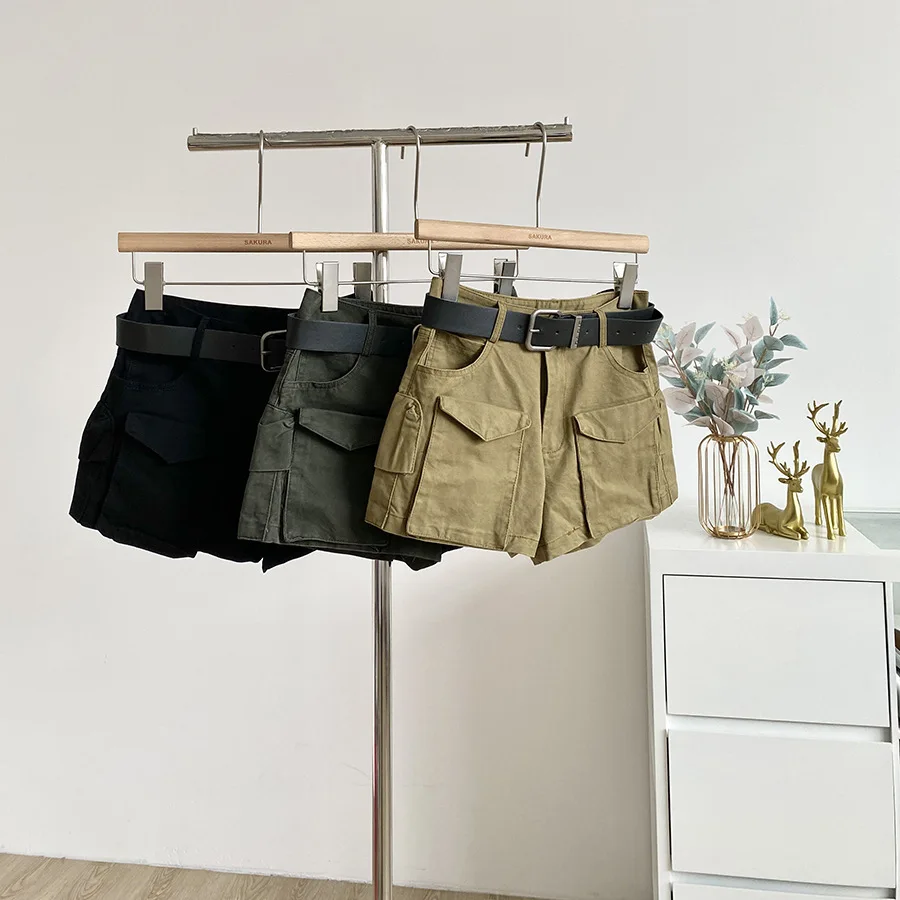 

Горячие брюки Design Sense Spice Girl, новинка лета 2026, женские шорты-карго с высокой талией и карманами