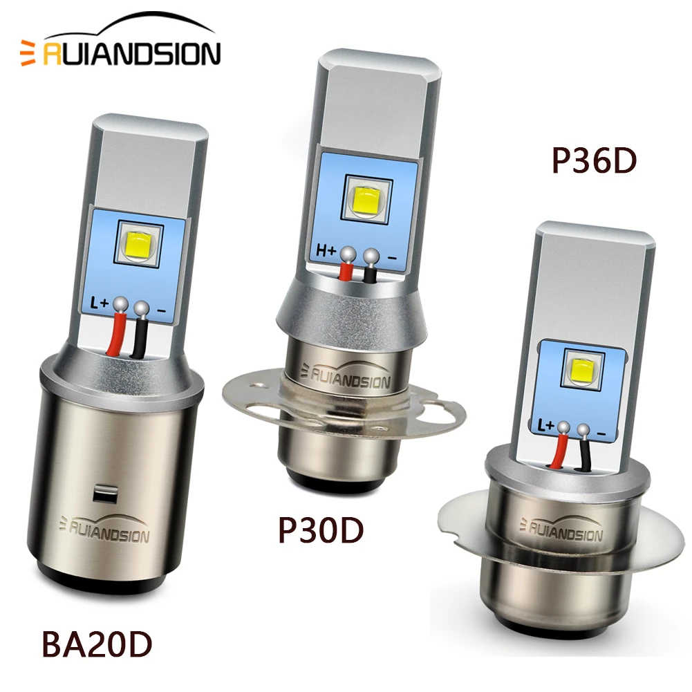 

Ruiansion BA20D H6 P30D LED Bulb 6-24V 20W P36D White High Low Light Scooter Motorcycle Replacement Headlamp Non Polarity
