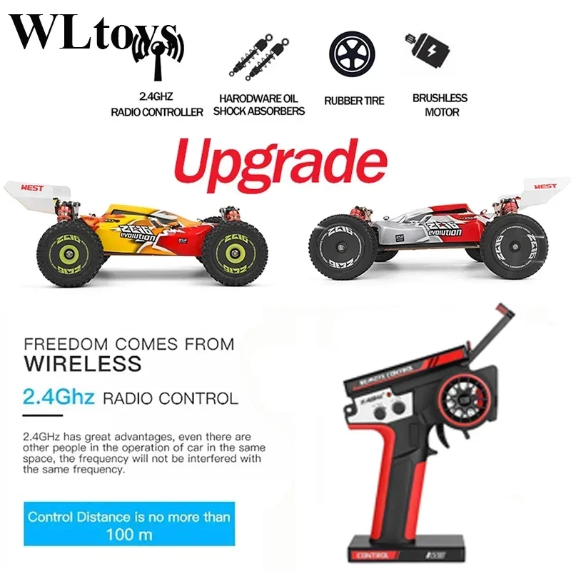 Top WLtoys 144010 -V8 2.4G Racing RC Car 70 km/h Silnik bezszczotkowy 4WD Szybki samochód terenowy Drift RC Zabawki dla dzieci i dorosłych Prezent