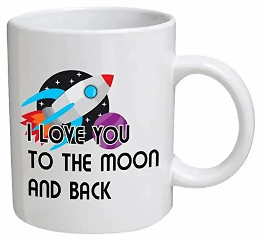 Te amo a la Luna y a la espalda Tazas de esposa, tazas de marido, parejas, regalos de San Valentín, novio, novia Drinkware