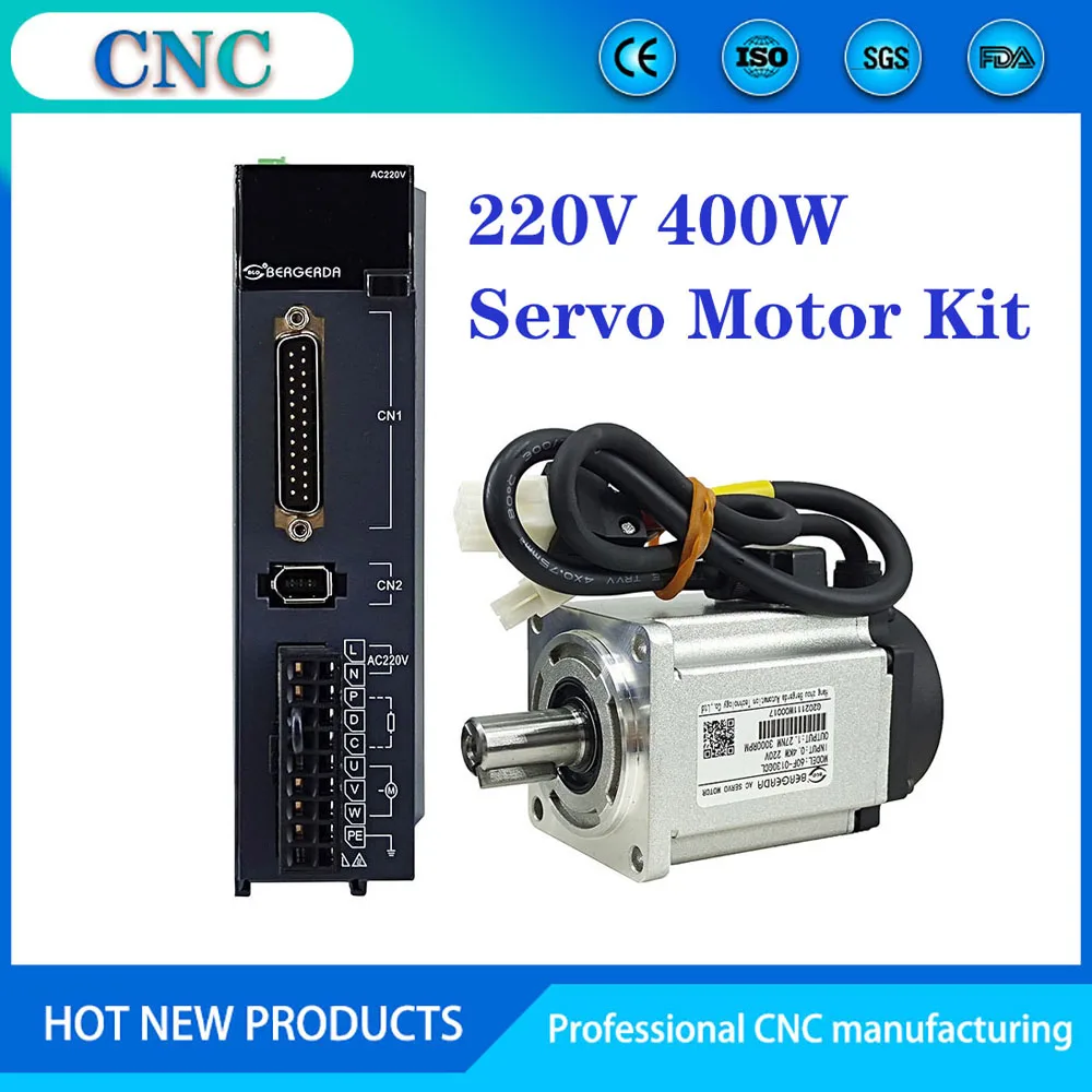 

CNC 0.4KW AC servo motor driver 400W high precision motor 1.27NM 3000r/min with brake, input AC 220V, small engraving machine