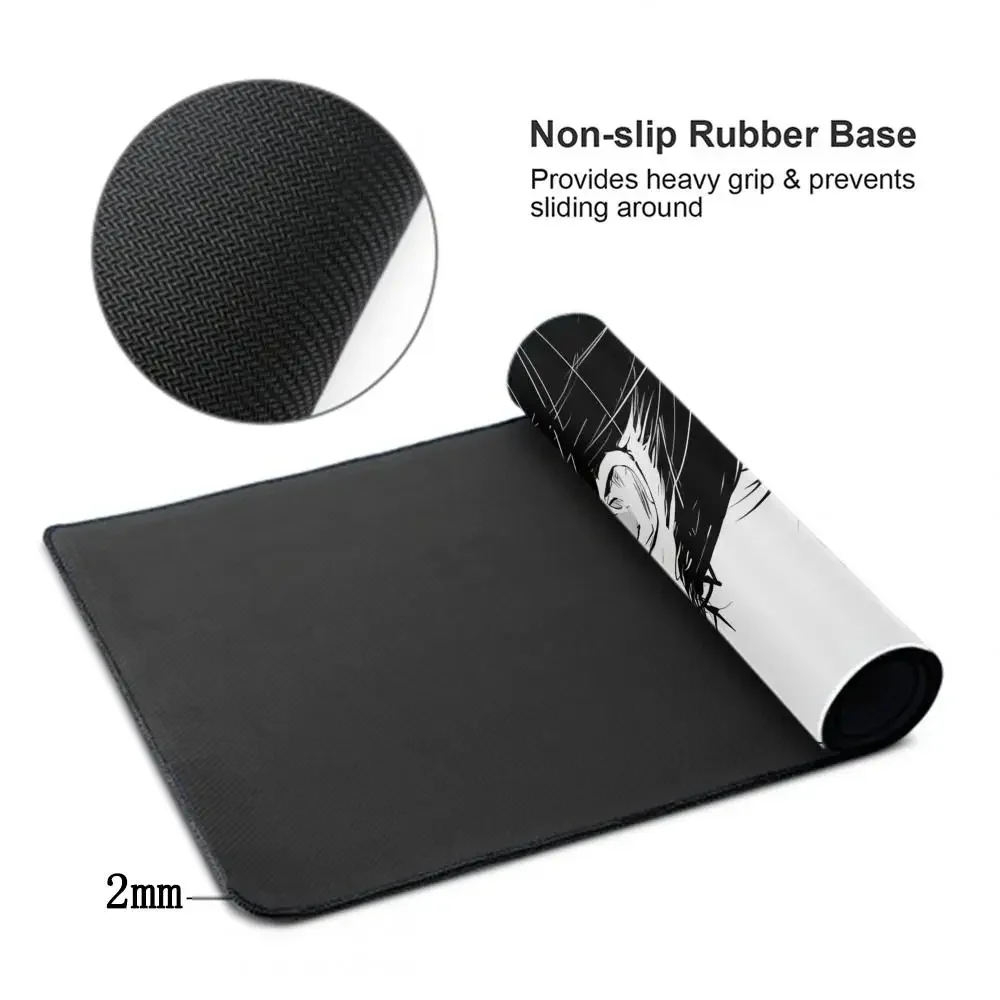 أبيض وأسود أنيمي فتاة الجدول حصيرة كبيرة ماوس الوسادة مكتب لوحة المفاتيح حافة قفل حصيرة مكتبية الألعاب الملحقات عدم الانزلاق ماوس