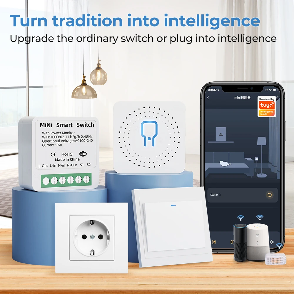 16A Mini Wifi DIY  Inteligente Interruptor  Automation Module Compatible with 2-way Remote