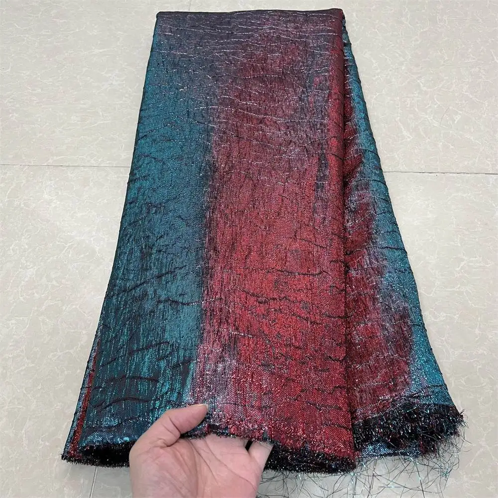 

2025High Quality African Nigerian Tulle Lace Fabric Embroidery Silk Fabric French Dress Prom Party Gown For Sewing 5Yards YXZ146