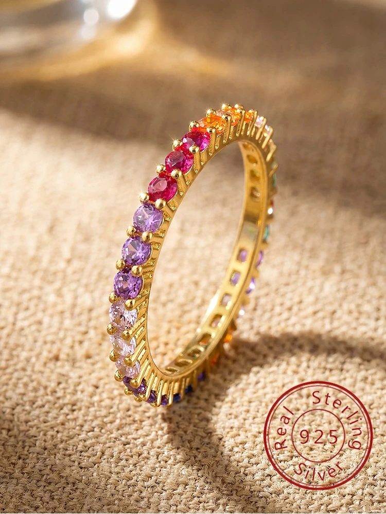 Simplicity Fashionable Colourful Zircon Ring For Women 925 Sterling Silver Engagement Wedding Luxury High Quality Fine Jewelry