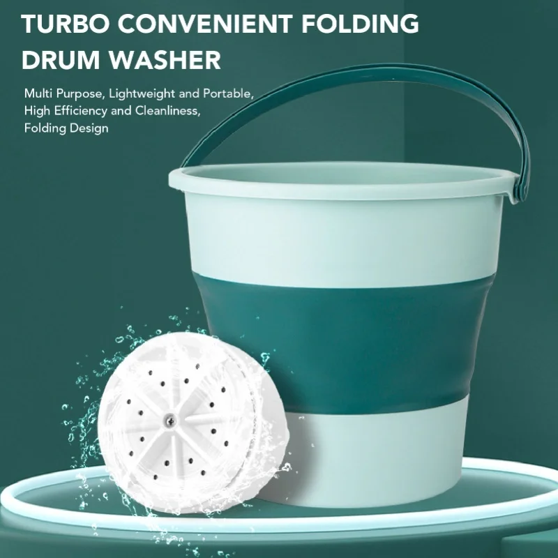 Foldable Portable Washing Machine Space Saving Easy Using Automatic Clothes Washer Tub