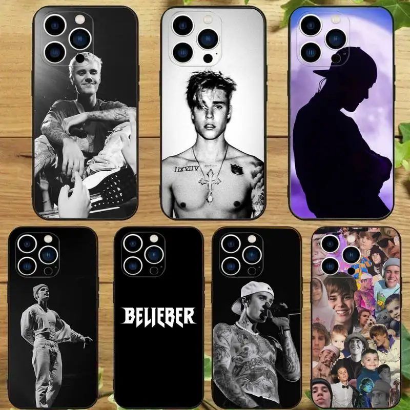 J-Justin Singer B-Bieber Phone Case For iPhone 15 14 13 12 11 Pro Max Xs Xr X 7 8 Plus 12 13 Mini Silicone Black Cover