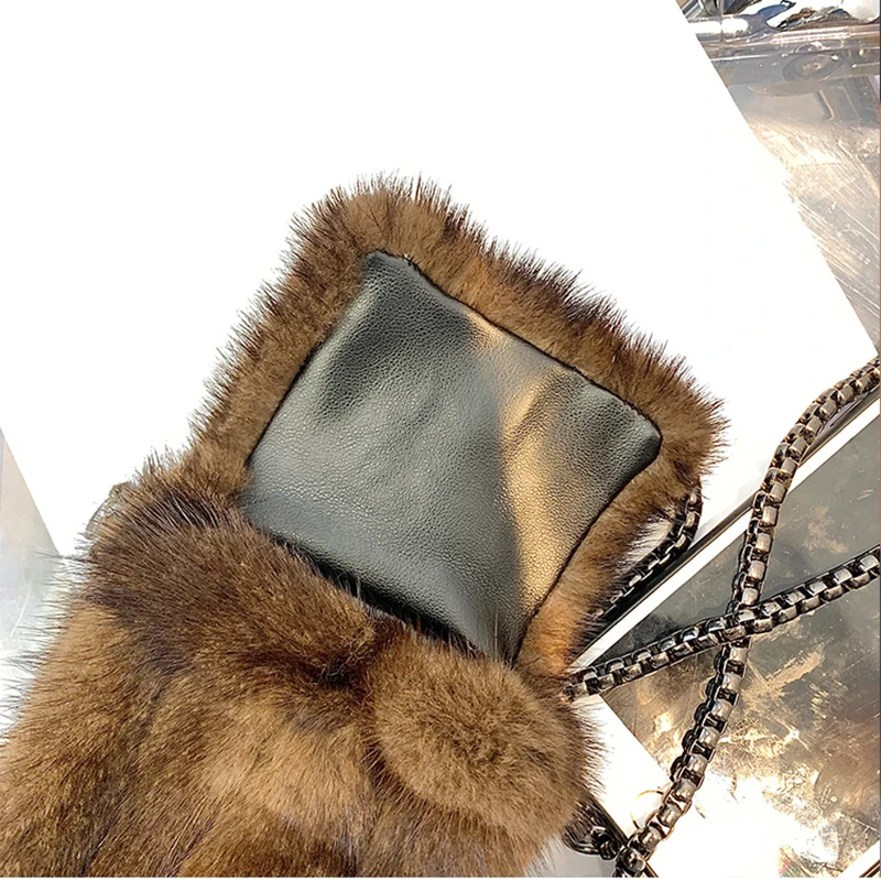 2024 Mink Fur Phone Bags Women\'s Messenger Bags Luxury Designer Bags Ladies Handbags Mini Shoulder Bag HB5434