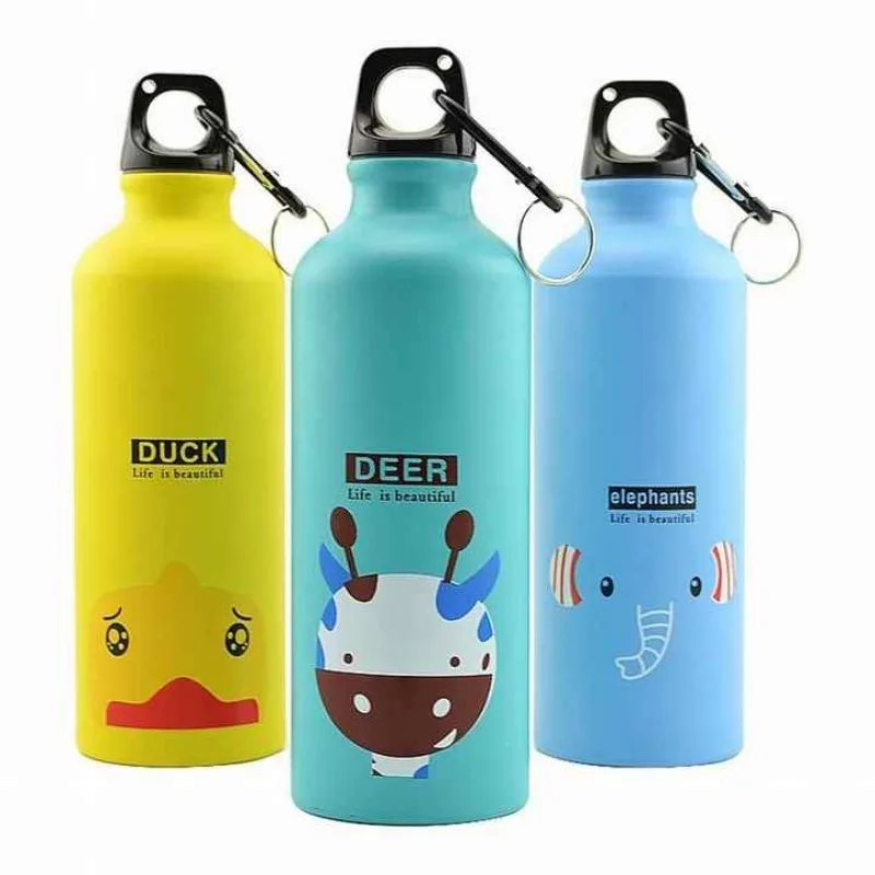 Aluminium Cartoon Sports Mug Cartoon Figure Children\'s Mug Stainless Steel Water Bottle with Lid Insulated Mug