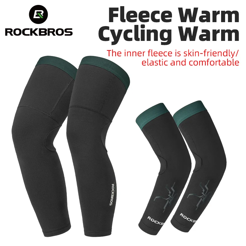 ROCKBROS Cycling Sleeve Leg Sleeve Windproof  Sports Fleece Sleeves Knee Braces Men Women Autumn Winter Warmth Cycling Equipment