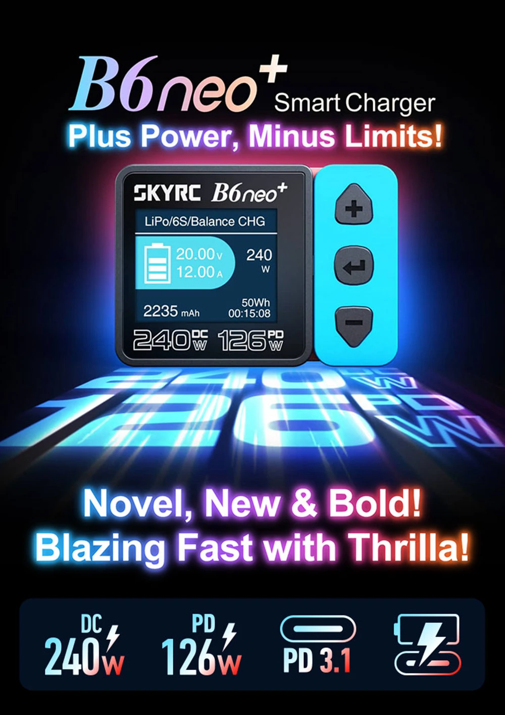 � SKYRC B6neo+ Smart Ladegerät High Power DC240W PD126W Mehrsprachiges Balance-Ladegerät Neue B6neo-Stecker – Detail 5