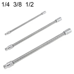 1/4 3/8 1/2 Longer Drive Flexible Socket Extension Bar Adapter Metal Shaft Conversion Head High Torque Socket Hand Tool Sets