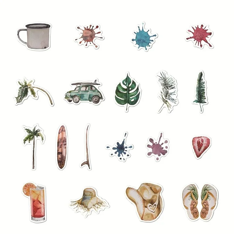 1Set =70pcs Summer Style Flora and Fauna Flower Computer Notebook Mobile Phone Water Cup Waterproof Sticker