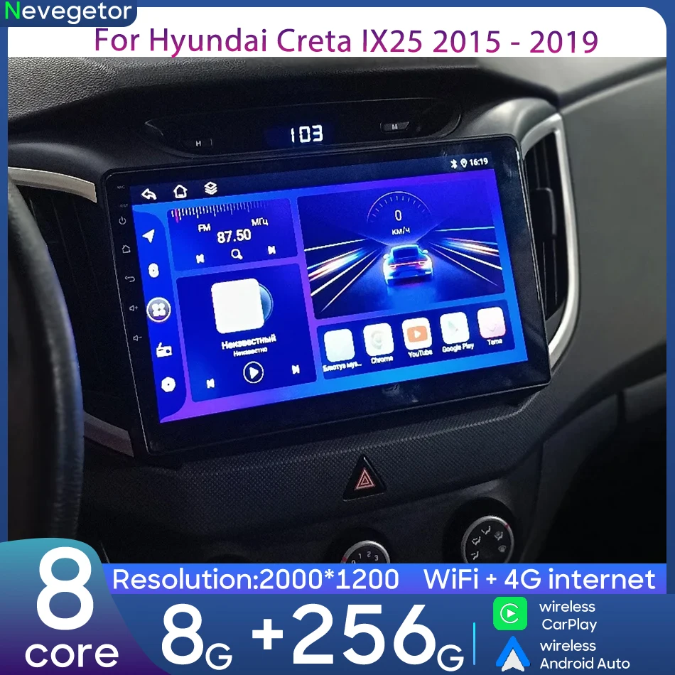

For Hyundai Creta IX25 2015 - 2019 Car Intelligent Multimedia Player Navigation Android Radio Video Player Stereo CarPlay Auto