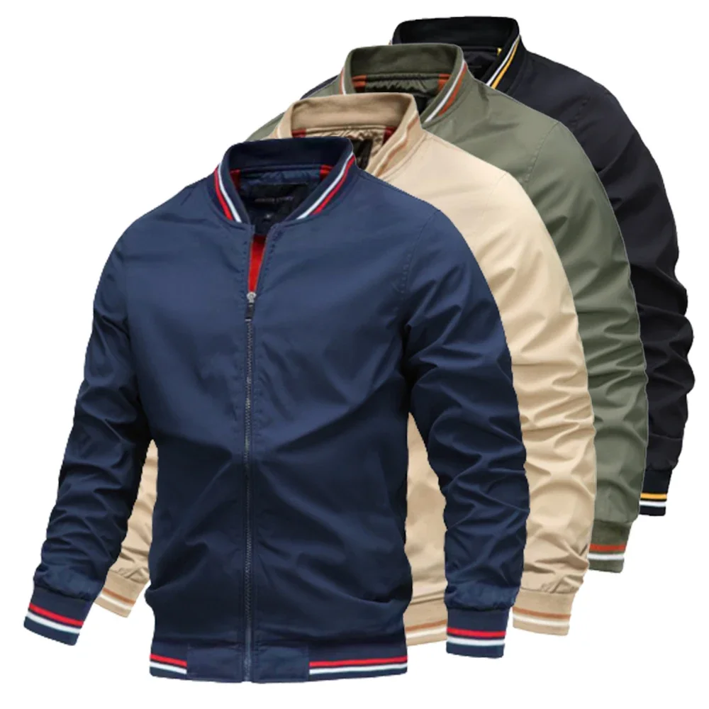 Zipper Windbreak Bomber Jacket Man Casual Solid Color Baseball Mens Jackets Autumn Fashion High Quality Jackets for Men