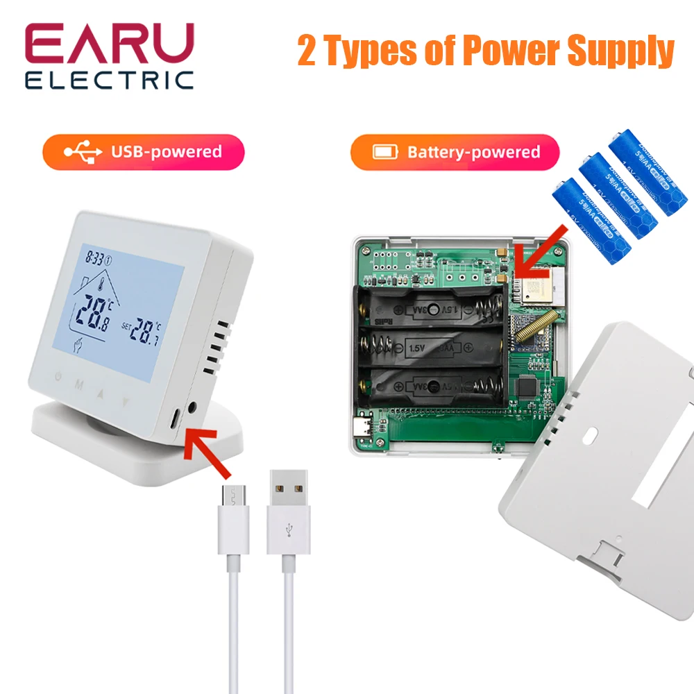 Imagem -04 - Smart rf Termostato sem Fio para Quarto Aquecimento da Caldeira a Gás Tela Sensível ao Toque Controlador de Temperatura Programável em Casa Wifi