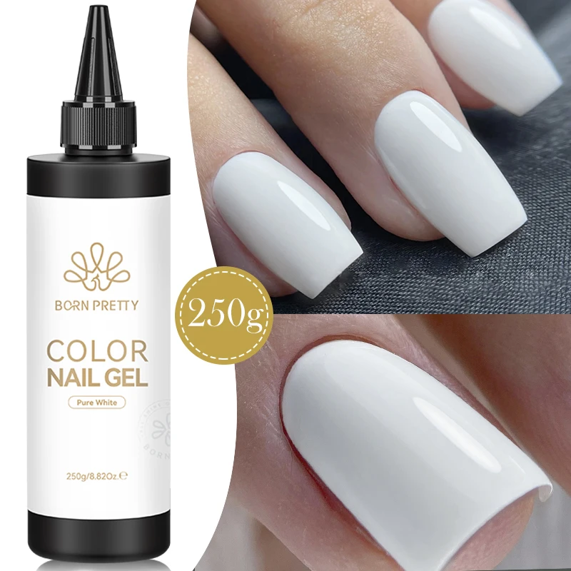 BORN PRETTY 250 g reiner schwarz-weißer Gel-Nagellack, semi-permanenter Lack, Soak Off UV-LED-Nägel, Maniküre