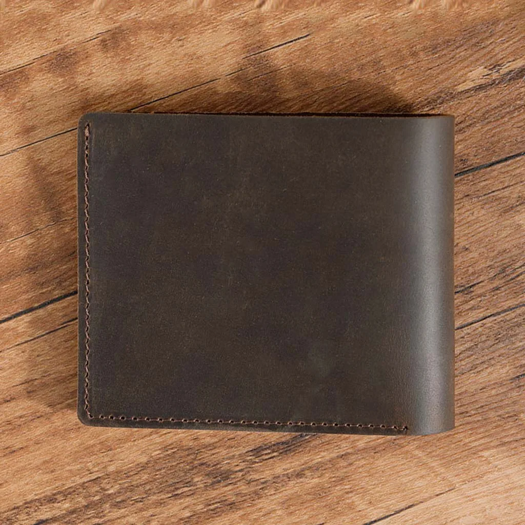 Ręcznie robione portfel meski z prawdziwej skóry dla mężczyzn Slim Breif męskie portfele krótkie Vintage Retro Manmade portfel worki na pieniądze — zdjęcie 5