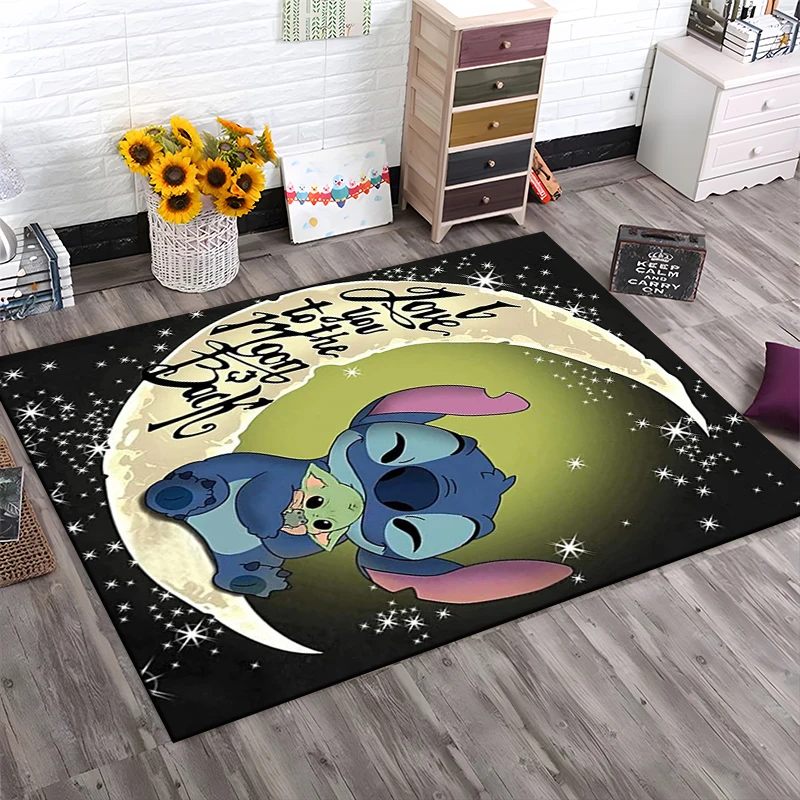 Disney Stitch 3D Anime Large Area Rugs Carpets Home Living Rooms Children\'s Kids Bedroom Sofa Doormat Floor Non-slip Mats MINISO