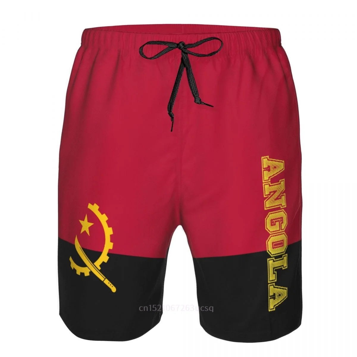 2023 Summer Polyester Angola Country Flag 3D Printed Men\'s Board Shorts Beach Pocket Running Summer Pants