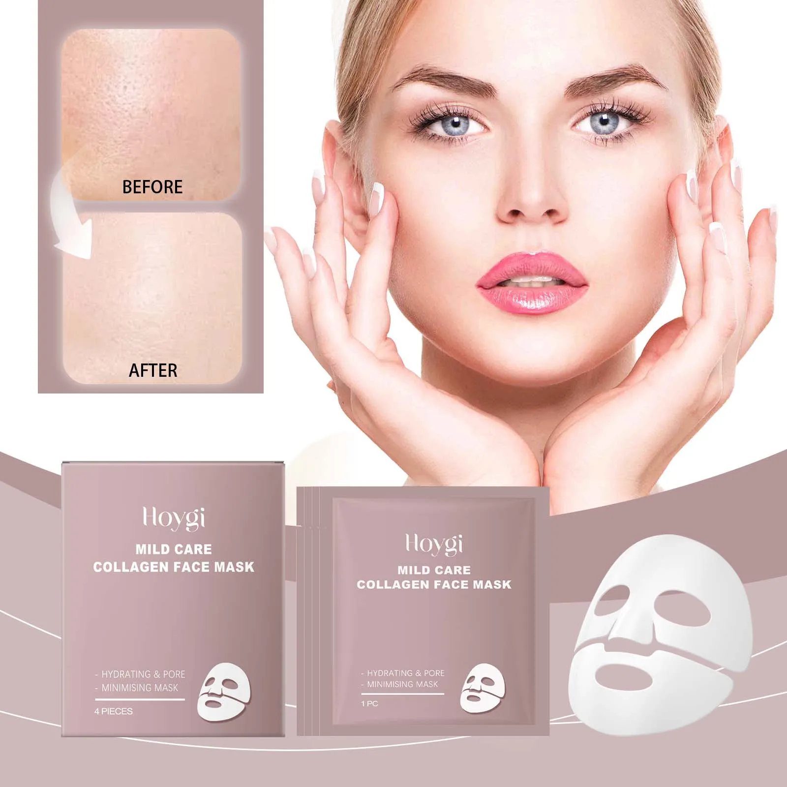 "Collagen Face Mask - Hydrating & Pore Minimizing Sheet Mask for Plump, Glowing Skin - Deep Moisture & Firming Treatment with An