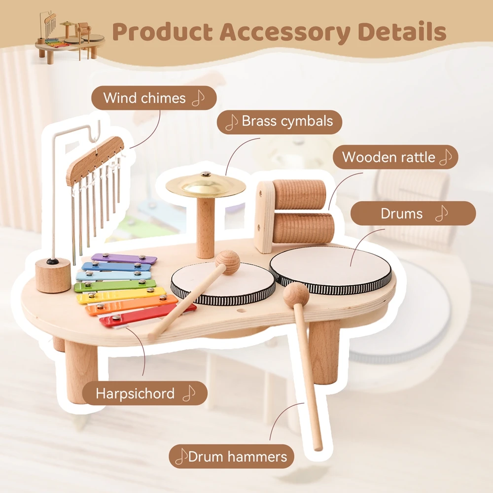 Brinquedos educativos para bebês, instrumentos musicais de madeira montessori, brinquedos musicais para crianças, xilofone, presentes de aniversário para recém-nascidos, mesa de música