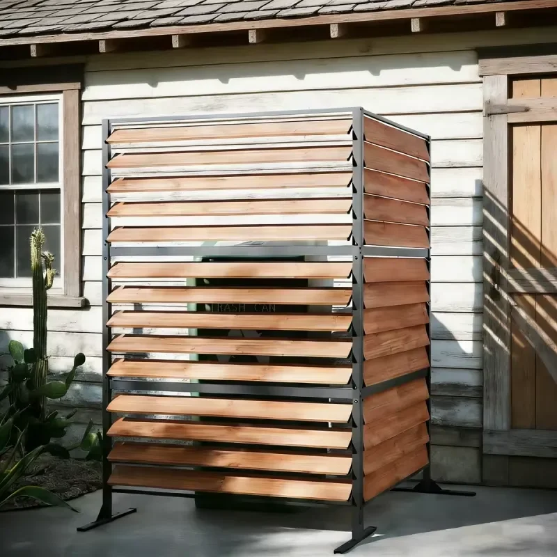 Custom Cedar Louvered Panel Air Conditioner Fence Trash Can Fence Wood Privacy Fence Panel for Outside