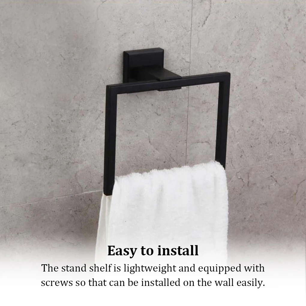 Wall Mounted Towel Holder Cupboard Rag Stand Shelf Storage Rack Black