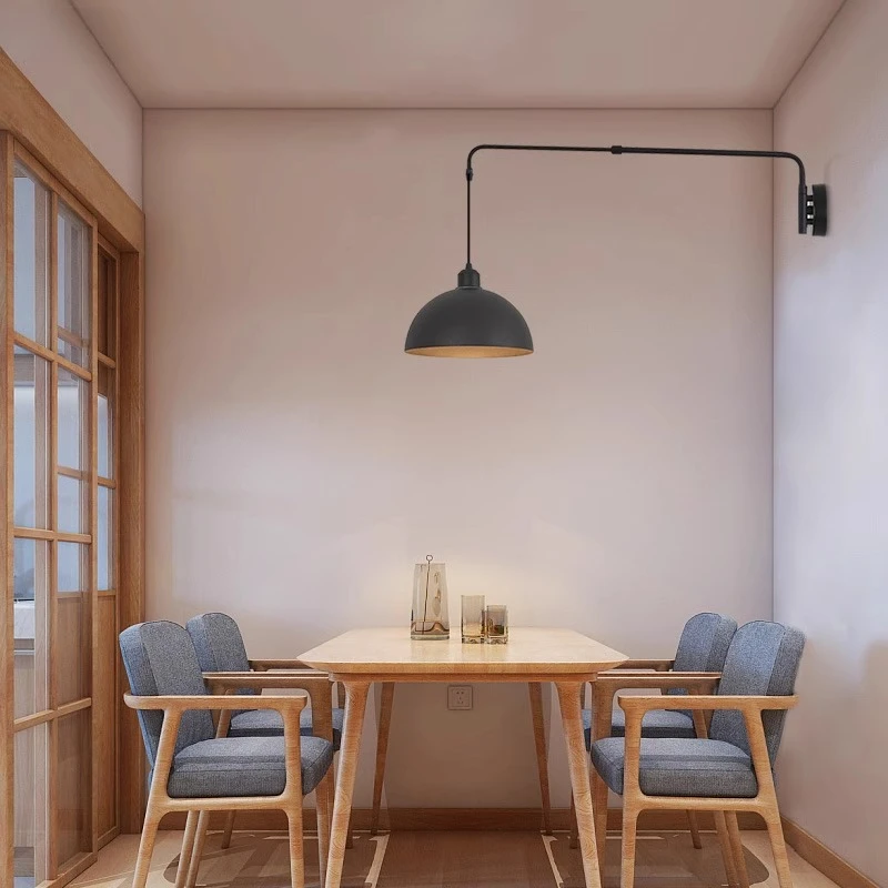 Telescopic Arm Black Iron Wall Lamps Minimalist Living Dining Room Retro Reading Modern Designer LED Wall Sconces Long Lights