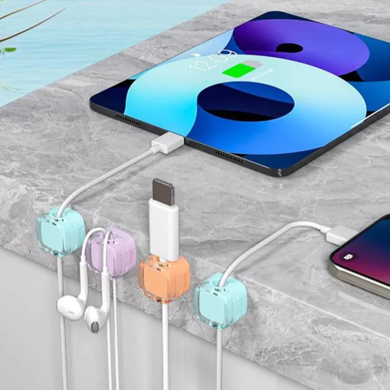 Magnetic USB Cable Management Clips Multi-Colored Cord Organizer Desk Wall Mounted Hooks Cable Management For Phone Data Charger
