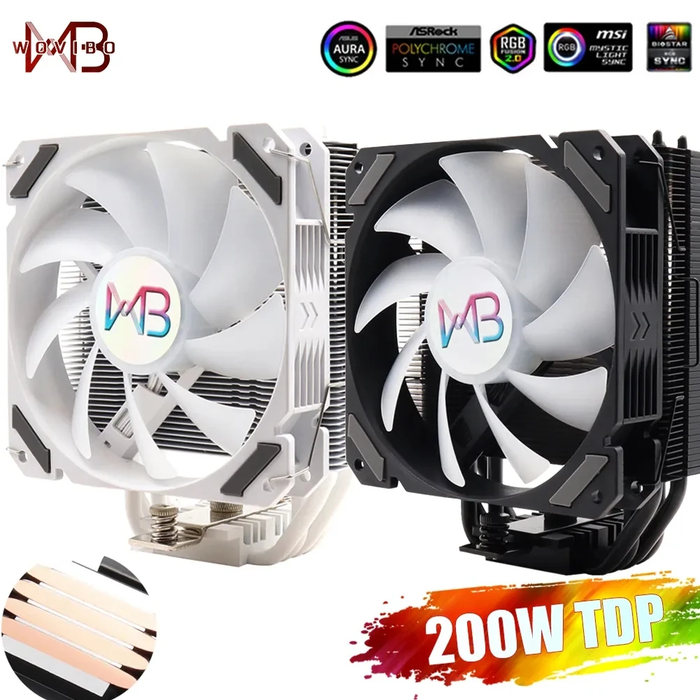 Wovibo-Ventilador de refrigeración para CPU, dispositivo RGB ARGB de 120mm para radiador Intel LGA 115X 1200 1700 2011 X79 X99 AMD AM4