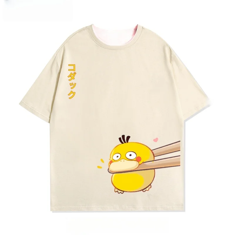 

Summer Trendy Y2k Pokemon Printed Men Women Cute T-Shirt Short Sleeved Tee Gym Clothes Cute Psyduck Jigglypuff Graphic Tee Tops