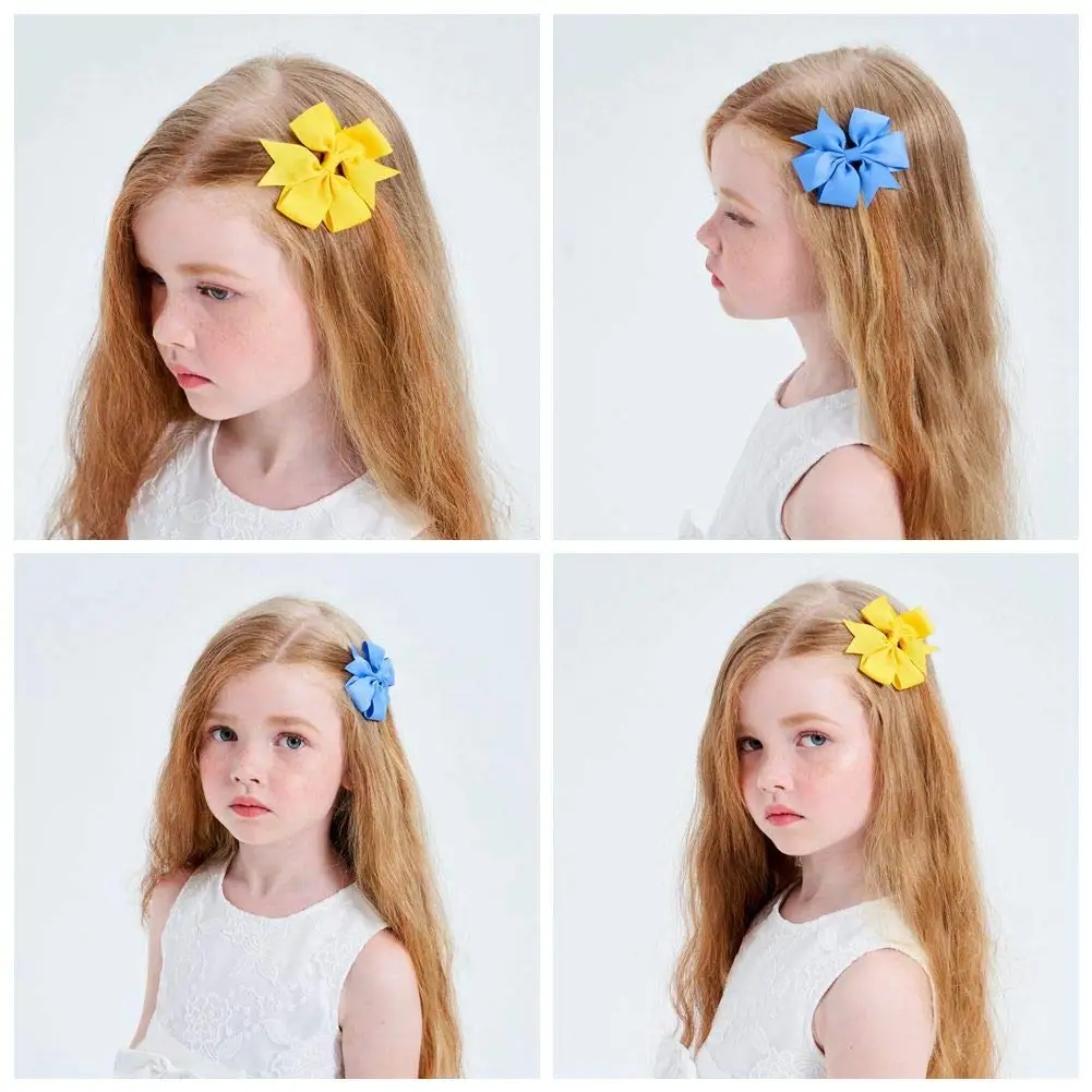 Pinzas para el pelo con Lazo de cinta sólida para niñas, lazos bonitos hechos a mano, horquilla, pasadores, accesorios para el cabello para niños,